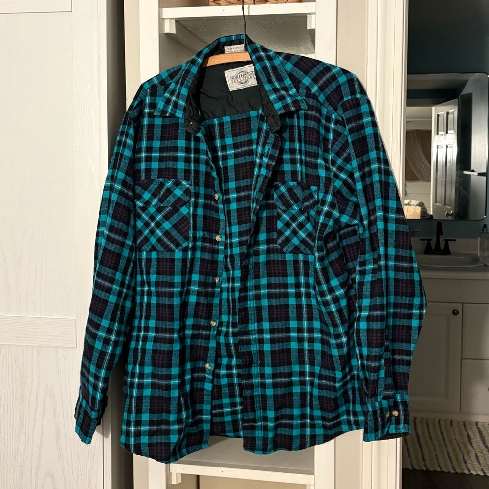 Northwest Territory Teal and Black Plaid Shirt